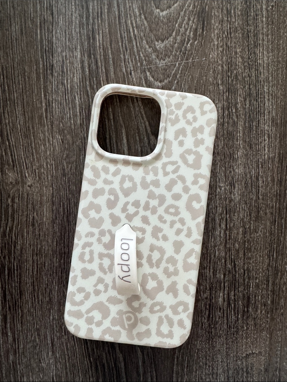 Loopy Case Beige Leopard Print Phone Case with Loop Strap